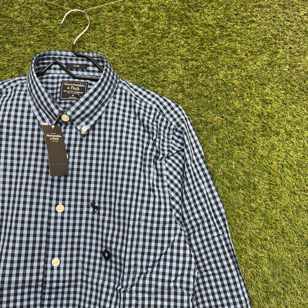 Abercrombie & Fitch Dress Shirt Mens Medium Check Long Sleeve Slim Fit Button